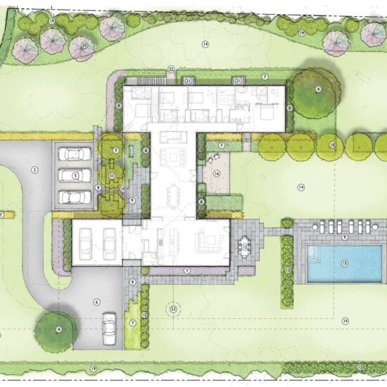 GNE Architecture - Quogue Residence - single-level weekend residence with a traditional architectural exterior and a clean, minimalist interior